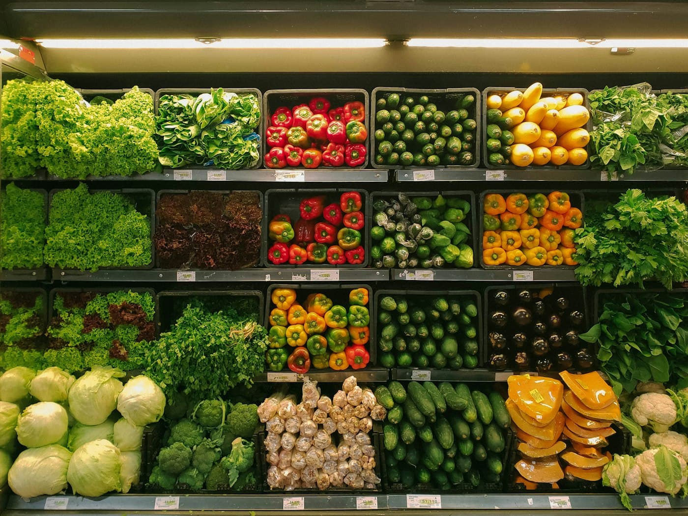 Aisle in a modern grocery retail store